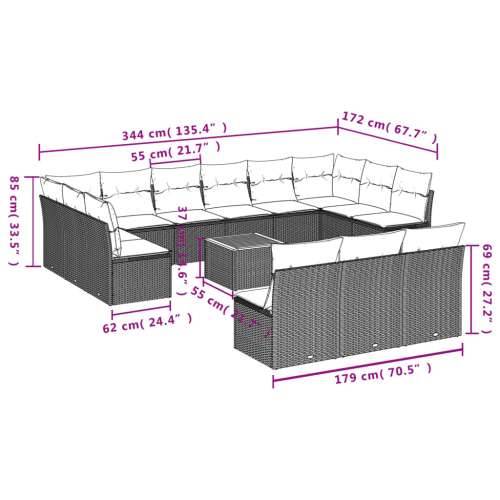 Vrtna garnitura - 14-dijelni set vrtnih sofa od poliratana s jastucima sivi - Siva 1 Cijena