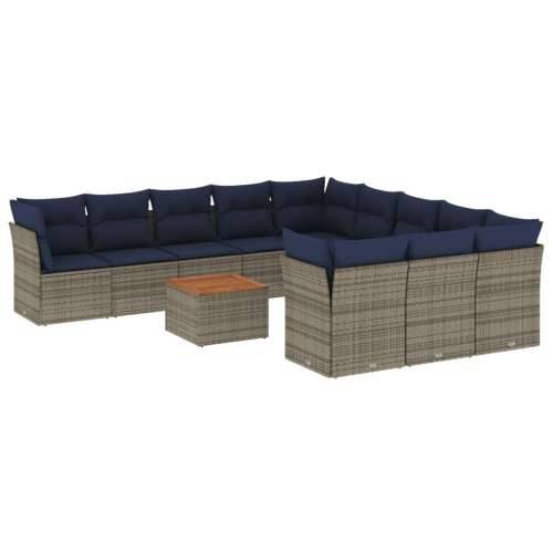 Vrtna garnitura - 12-dijelni set vrtnih sofa od poliratana s jastucima sivi - Siva 1 Cijena