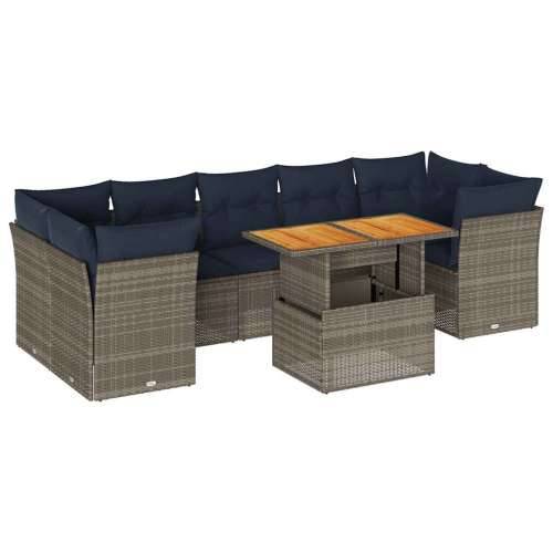 Vrtna garnitura - 6-dijelni set vrtnih sofa od poliratana s jastucima sivi - Siva 1 Cijena