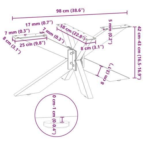 Noga stolića za kavu u obliku pauka crna 98x58x(42-43) cm čelik - Prirodna 98 x 58 x (42-43) cm 1 Cijena