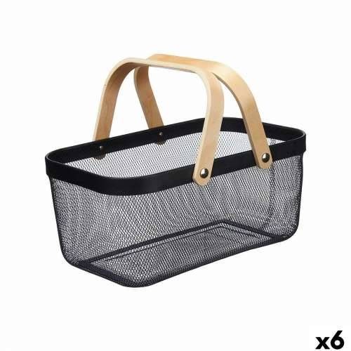 Višenamjenska Košara Kinvara 1031 Crna Drvo Metal 42,5 x 18 x 26,5 cm (6 kom.) Cijena