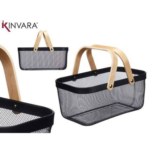 Višenamjenska Košara Kinvara 1031 Crna Drvo Metal 42,5 x 18 x 26,5 cm (6 kom.) Cijena