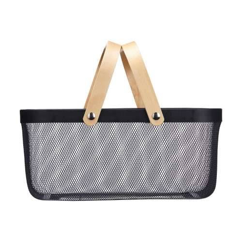 Višenamjenska Košara Kinvara 1031 Crna Drvo Metal 42,5 x 18 x 26,5 cm (6 kom.) Cijena