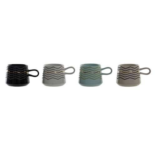 Velika Šalica DKD Home Decor Crna Siva Plava Roza Gres Keramika moderan (400 ml) (4 kom.) Cijena