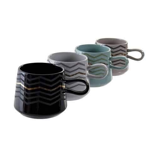 Velika Šalica DKD Home Decor Crna Siva Plava Roza Gres Keramika moderan (400 ml) (4 kom.) Cijena