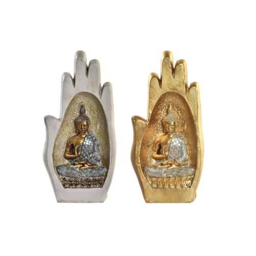 Ukrasna figura DKD Home Decor Siva zlatan Buda Smola (10 x 7,2 x 20,9 cm) (2 kom.) Cijena