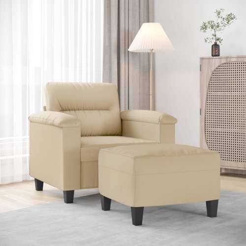 Fotelja s tabureom krem 60 cm od mikrovlakana - Krema Cijena