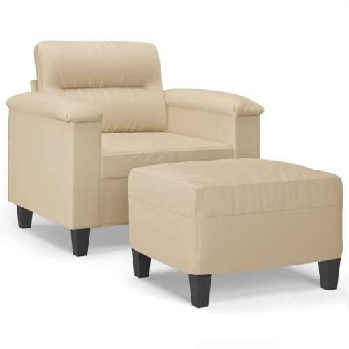 Fotelja s tabureom krem 60 cm od mikrovlakana - Krema Cijena