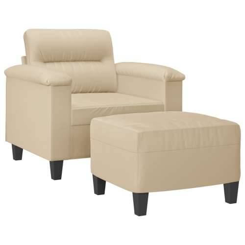 Fotelja s tabureom krem 60 cm od mikrovlakana - Krema Cijena