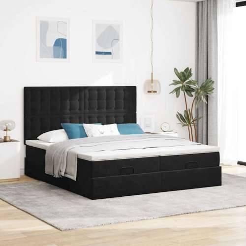 Okvir kreveta s madracima crni 160x200cm baršunasti - Crna 160 x 200 cm gumbi Cijena