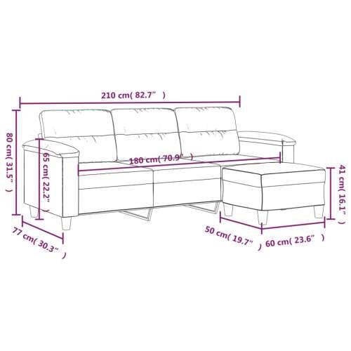 Trosjed s tabureom krem 180 cm od mikrovlakana - Krema Cijena