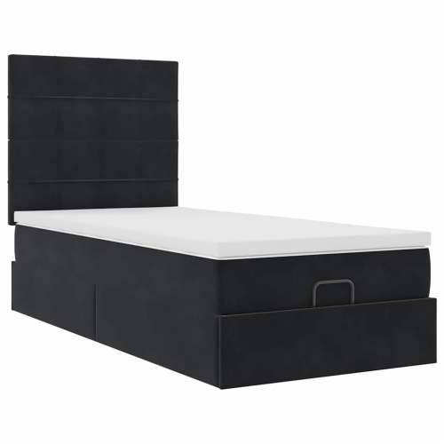 Otomanski okvir kreveta s madracima crni 90x190cm baršunasti - Crna 90 x 190 cm Blok s kvadratima Cijena