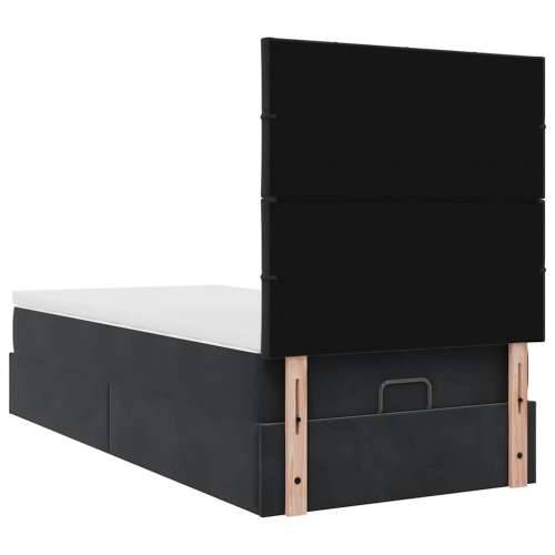 Otomanski okvir kreveta s madracima crni 90x190cm baršunasti - Crna 90 x 190 cm Blok s kvadratima Cijena