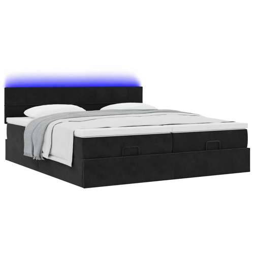 Otomanski okvir kreveta s madracima crni 180x200cm baršunasti - Crna 180 x 200 cm Blok s kvadratima Cijena