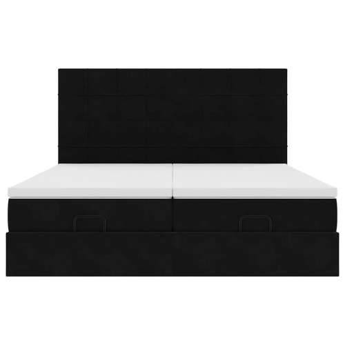 Otomanski okvir kreveta s madracima crni 180x200cm baršunasti - Crna 180 x 200 cm Blok s kvadratima Cijena