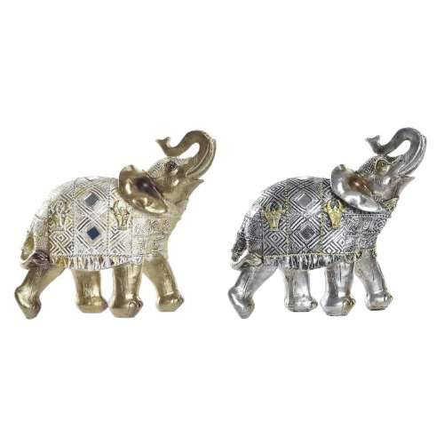 Ukrasna figura DKD Home Decor Slon Srebrna zlatan Smola (22,5 x 10,7 x 21,5 cm) (2 kom.) Cijena