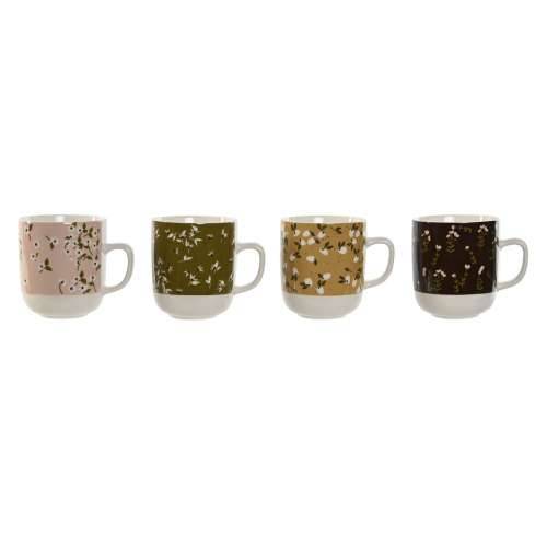 Velika Šalica DKD Home Decor Smeđa Zelena Roza Horčica Porculan 380 ml (4 kom.) Cijena