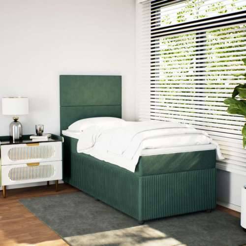 Box spring krevet s madracem tamnozeleni 80 x 200 cm baršunasti - Tamnozelena 80 x 200 cm Gladak dizajn Cijena