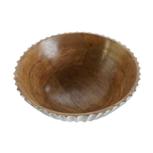 Zdjela za Salatu DKD Home Decor Bijela Prirodno Drvo Manga 30 x 30 x 12 cm Cijena