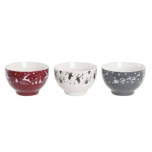 Set Zdjela DKD Home Decor Bijela Crvena Siva Porculan 500 ml 13 x 13 x 8 cm (3 kom.) Cijena