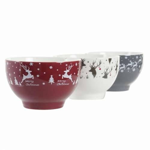Set Zdjela DKD Home Decor Bijela Crvena Siva Porculan 500 ml 13 x 13 x 8 cm (3 kom.) Cijena