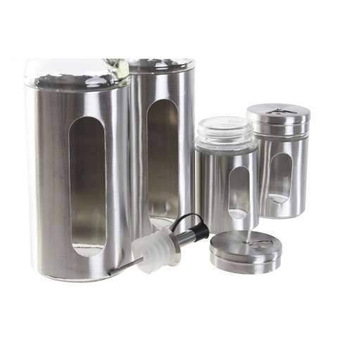Set za Začine DKD Home Decor Kristal Srebrna Nehrđajući Čelik (22 x 5,4 x 22 cm) Cijena