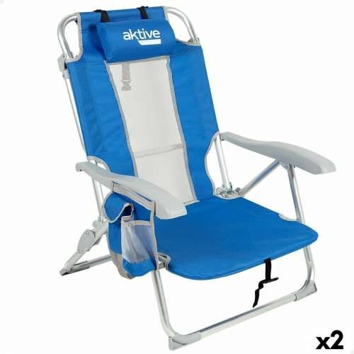 Stolica za za plažu Aktive Plava Bijela 49 x 78 x 56 cm (2 kom.) Cijena