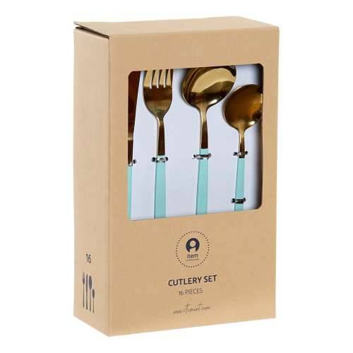Set pribora za jelo DKD Home Decor Zelena zlatan Nehrđajući Čelik 1,5 x 0,5 x 22,3 cm 16 Dijelovi Cijena
