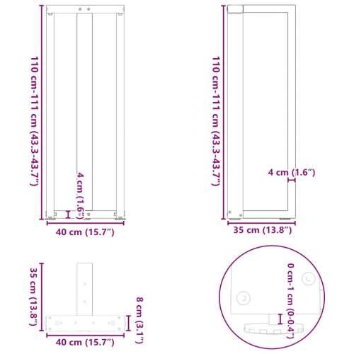 Noge za barski stol T-oblika 2 kom Bijele 40x35x(110-111) cm Čelik - Bijela 40 x 35 x (110-111) cm 1 Cijena