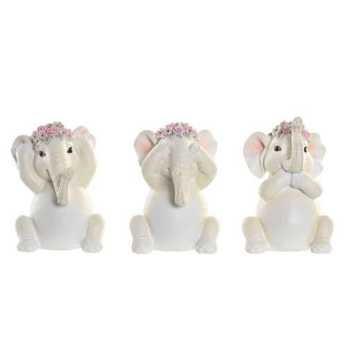 Ukrasna figura DKD Home Decor Slon Roza Bijela Smola (6 x 6,5 x 10 cm) (3 kom.) Cijena
