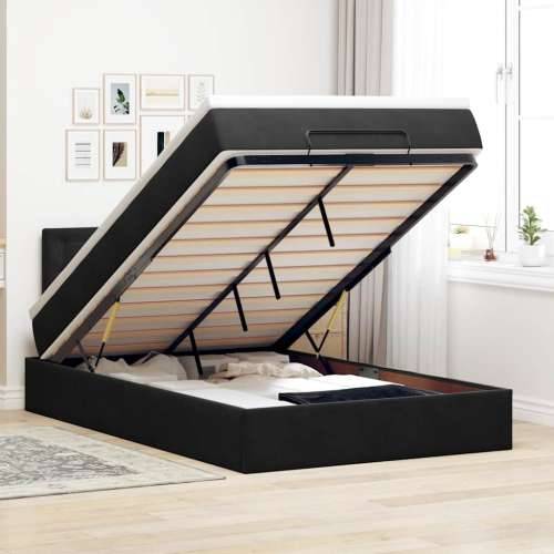 Otomanski krevet s madracem&LED crni 120x200cm baršunasti - Crna 120 x 200 cm gumbi Cijena