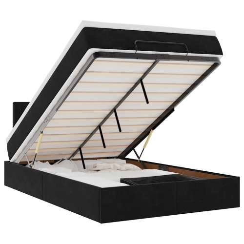 Otomanski krevet s madracem&LED crni 120x200cm baršunasti - Crna 120 x 200 cm gumbi Cijena