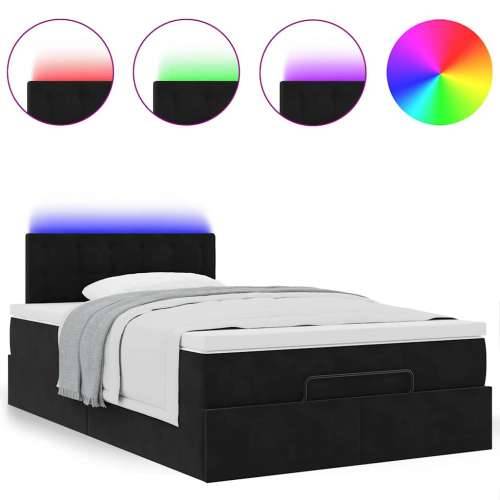 Otomanski krevet s madracem&LED crni 120x200cm baršunasti - Crna 120 x 200 cm gumbi Cijena