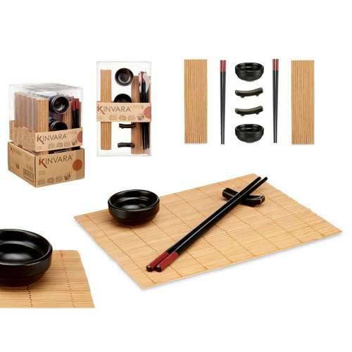 Set za sushi Kinvara SJ4702 Crna Prirodno Bambus Porcelāna trauki (8 Dijelovi) (6 kom.) Cijena