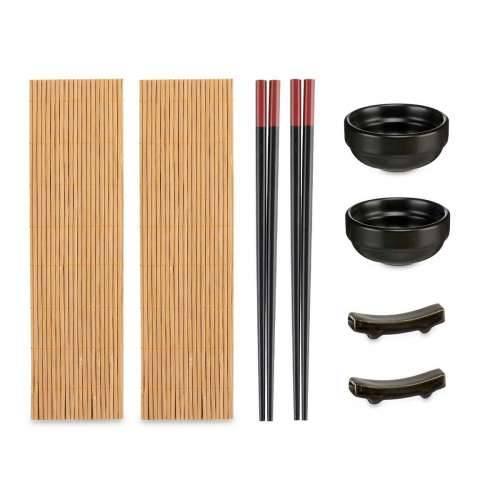 Set za sushi Kinvara SJ4702 Crna Prirodno Bambus Porcelāna trauki (8 Dijelovi) (6 kom.) Cijena
