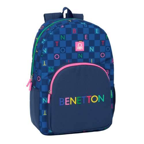 Školski Ruksak Benetton Damero Mornarsko plava 30 x 46 x 14 cm Cijena