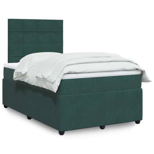Box spring krevet s madracem tamnozeleni 120x200 cm baršunasti - Tamnozelena 120 x 200 cm Blok s kvadratima Cijena