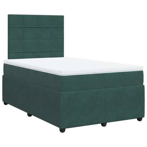 Box spring krevet s madracem tamnozeleni 120x200 cm baršunasti - Tamnozelena 120 x 200 cm Blok s kvadratima Cijena