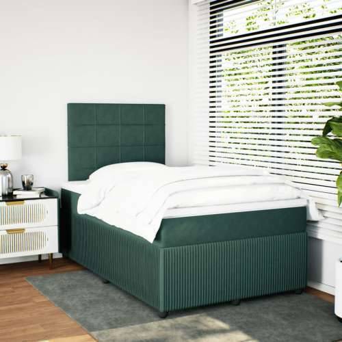 Box spring krevet s madracem tamnozeleni 120x200 cm baršunasti - Tamnozelena 120 x 200 cm Blok s kvadratima Cijena