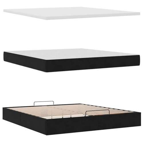 Otomanski krevet s madracem crni 180x200 cm baršunasti - Crna 180 x 200 cm gumbi Cijena