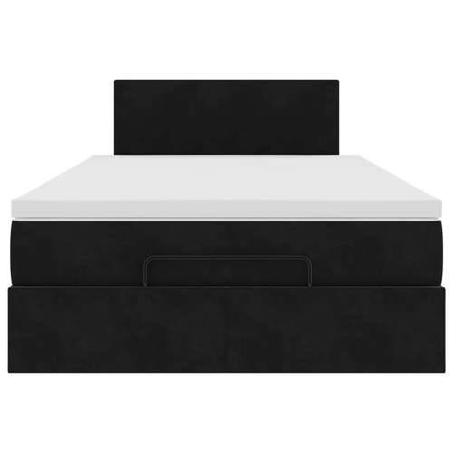 Otomanski krevet s madracem&LED crni 120x200cm baršunasti - Crna 120 x 200 cm Gladak dizajn Cijena