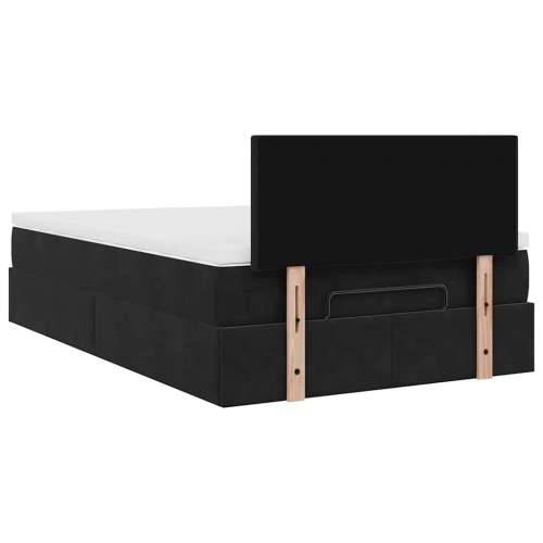 Otomanski krevet s madracem&LED crni 120x200cm baršunasti - Crna 120 x 200 cm Gladak dizajn Cijena