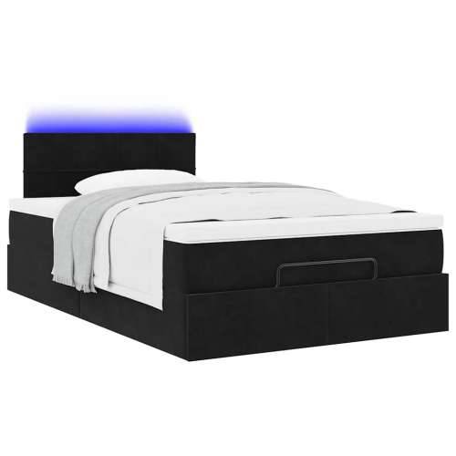 Otomanski krevet s madracem&LED crni 120x200cm baršunasti - Crna 120 x 200 cm Blok s kvadratima Cijena