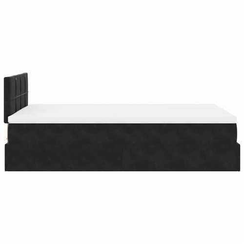 Otomanski krevet s madracem&LED crni 120x200cm baršunasti - Crna 120 x 200 cm Blok s kvadratima Cijena