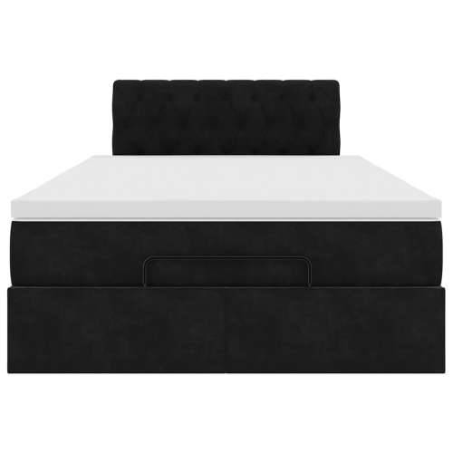 Otomanski krevet s madracem&LED crni 120x200cm baršunasti - Crna 120 x 200 cm Dizajn s gumbima Cijena