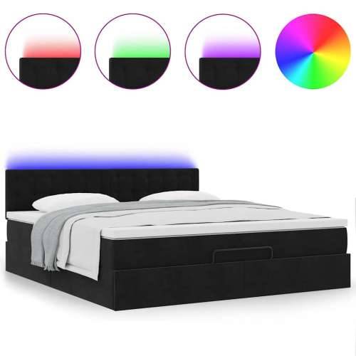 Otomanski krevet s madracem i LED crni 180x200cm baršunasti - Crna 180 x 200 cm gumbi Cijena