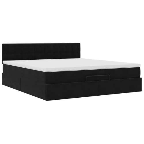 Otomanski krevet s madracem i LED crni 180x200cm baršunasti - Crna 180 x 200 cm gumbi Cijena