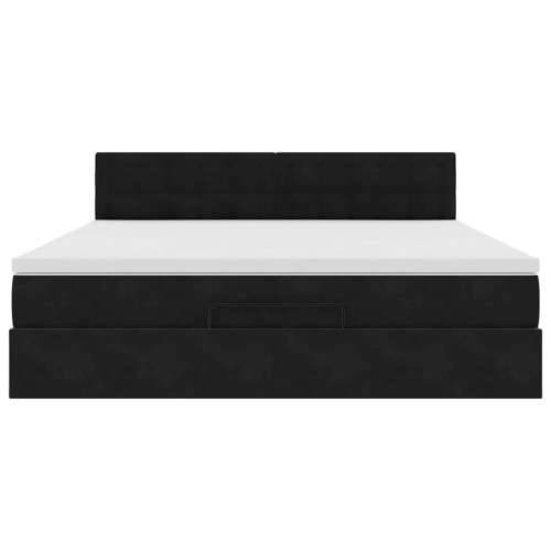 Otomanski krevet s madracem i LED crni 180x200cm baršunasti - Crna 180 x 200 cm gumbi Cijena