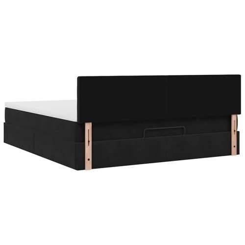 Otomanski krevet s madracem i LED crni 180x200cm baršunasti - Crna 180 x 200 cm gumbi Cijena