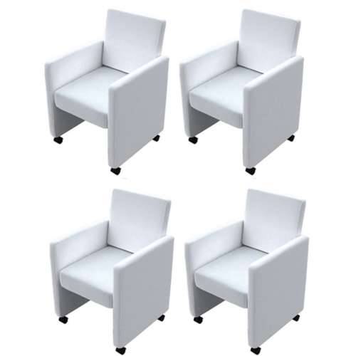Blagovaonske stolice od umjetne kože 4 kom bijele